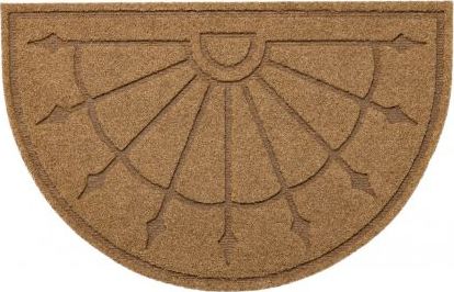 Dywany Łuszczów Wycieraczka PATIO 1099 półokrąg antypoślizgowa, zewnętrzna, wewnętrzna, na gumie - beż, 50x77 cm