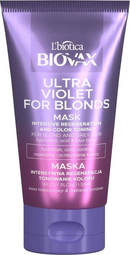L'BIOTICA_Biovax Ultra Violet For Blonds Mask intensywnie regenerująca maska tonująca do włosów blond i siwych 150ml