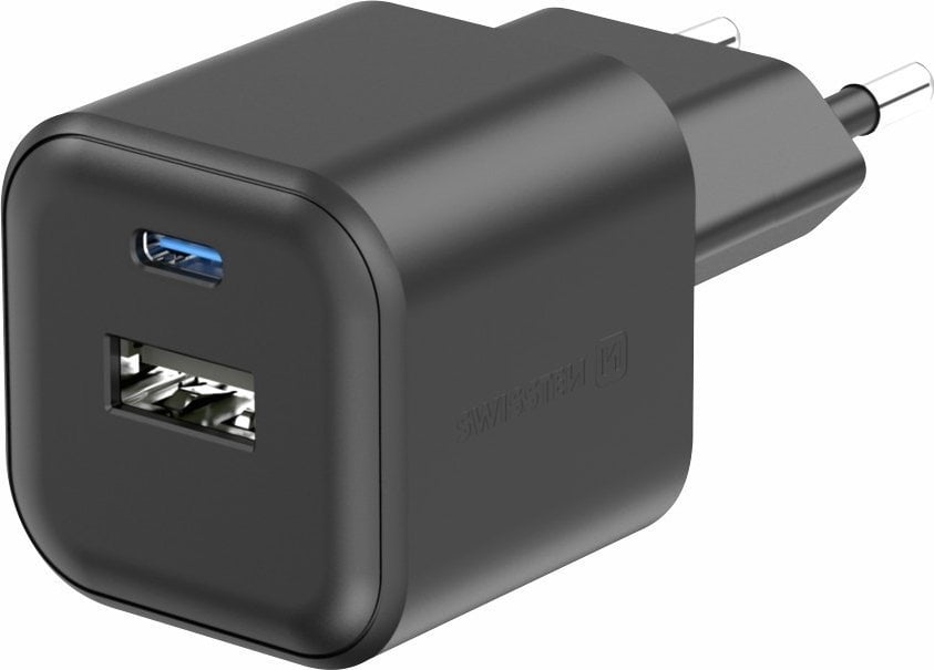 Swissten Travel Charger GaN USB-C 20W PD / USB-A 18W QC