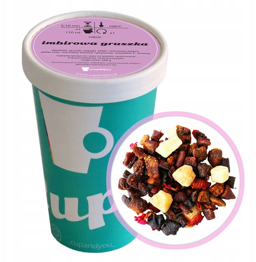 Sypana herbata owocowa IMBIROWA GRUSZKA papaja napar 250g mieszanka premium - herbata liściasta sypana mieszanka napar susz