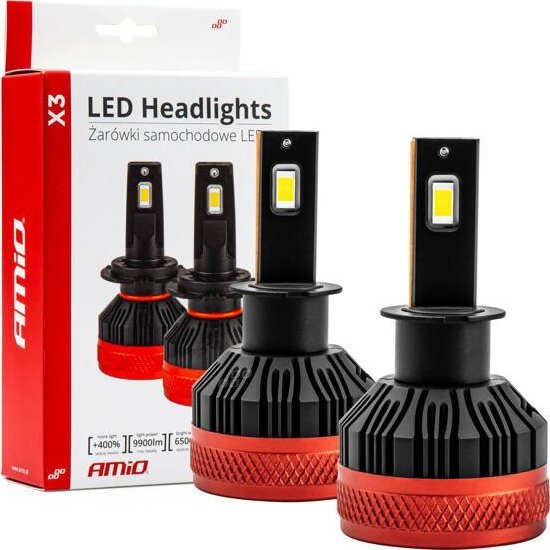 AMiO Żarówki samochodowe LED seria X3 H3 6500K Canbus AMIO-02978