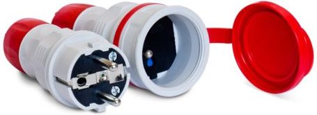 KEL Zestaw EXTREM wtyczka + gniazdo 16A 2P+Z 250V IP54 szary/czerwony (ZWG-54)