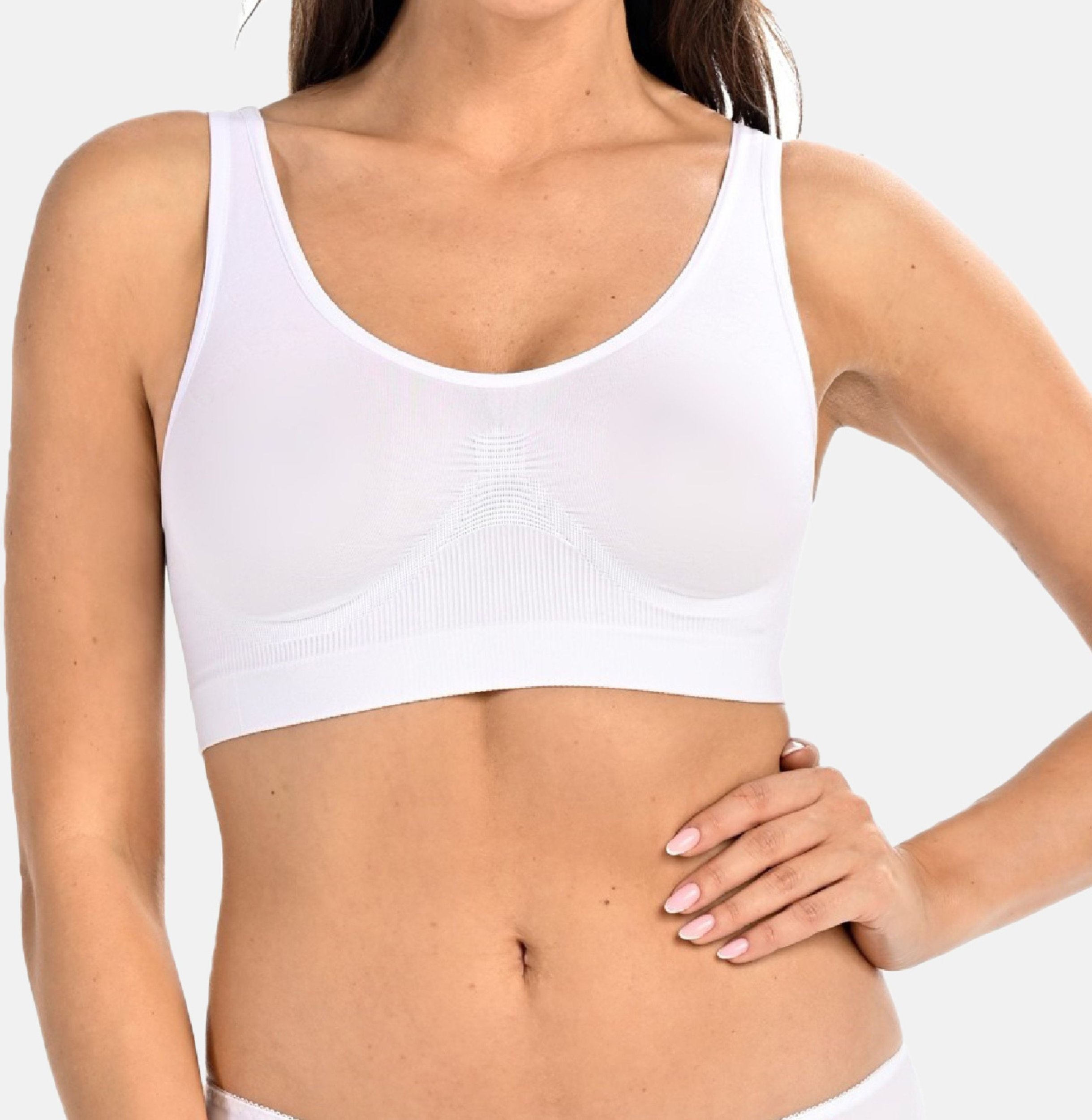 Bezszwowy top damski do karmienia Charlotte biały Biały L/XL