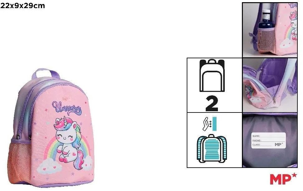 Plecak dwukomorowy Jednorożec różowy 22x9x29cm