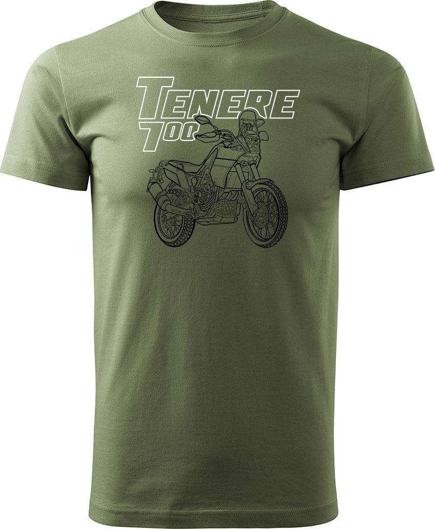 Topslang Koszulka motocyklowa z motocyklem Yamaha Tenere 700 męska khaki REGULAR M