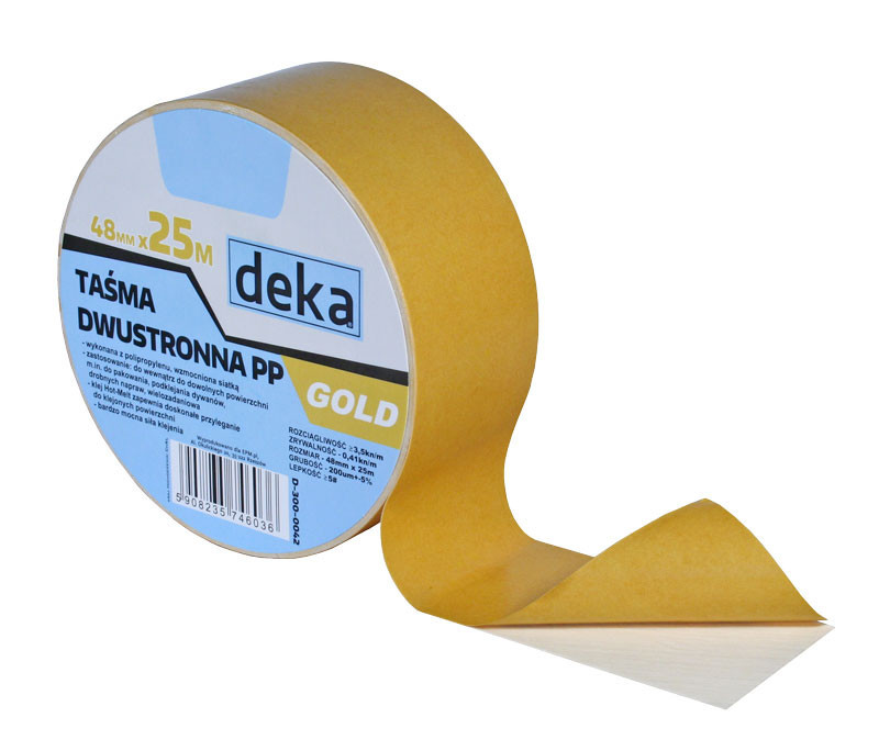 Deka Taśma dwustronna PP GOLD 48mm 25mb