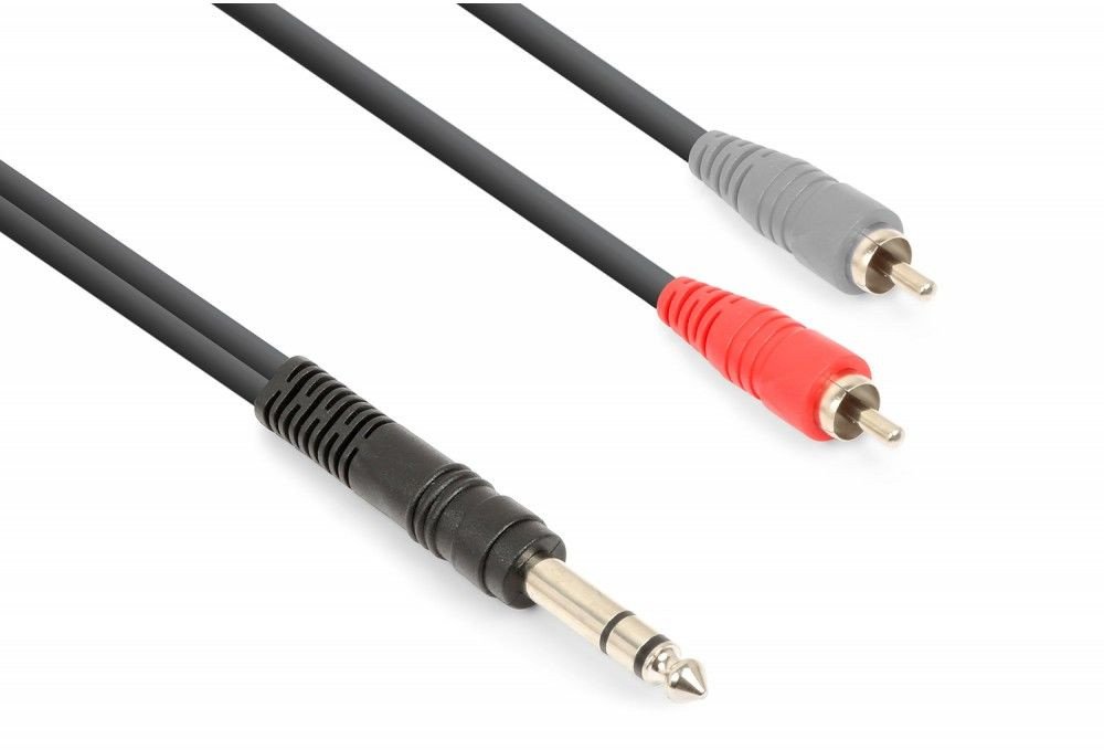 Kabel Jack 6,3 mm męski - 2 x RCA męski 1,5 m one size