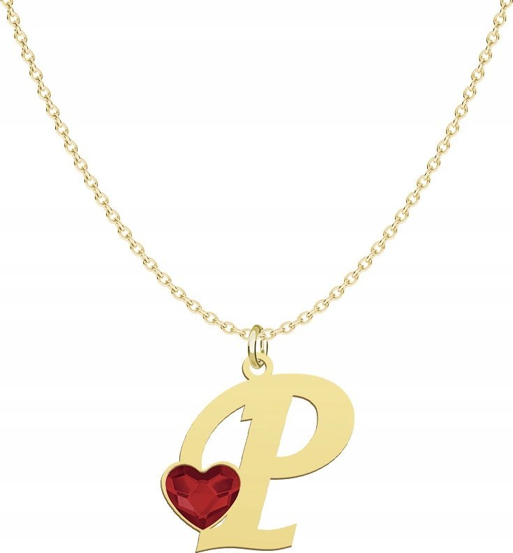 Radziszewska Jewellery Pozłacany Naszyjnik LITERA P z sercem DEDYKACJA