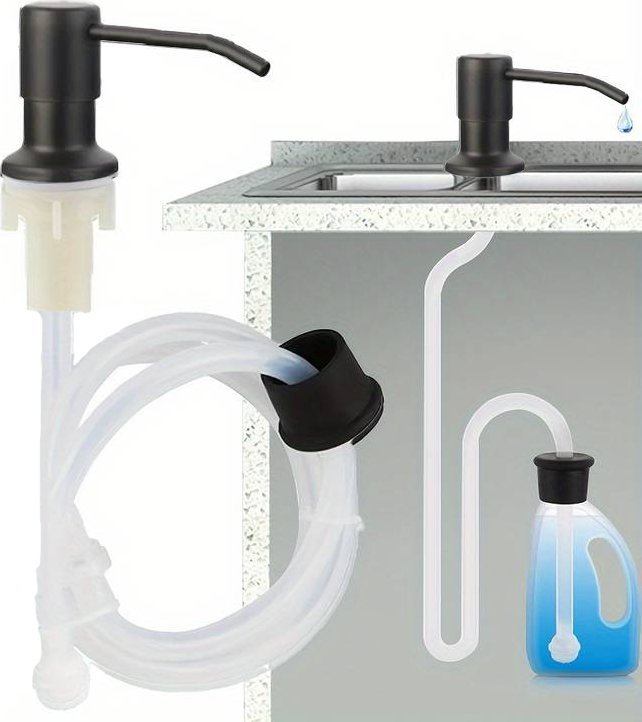 Dozownik do mydła SHOPUJ.PL DOZOWNIK CZARNY MYDŁA PŁYNU DO MYCIA NACZYŃ DO ZLEWU Z RURKĄ PRZEDŁUŻKĄ