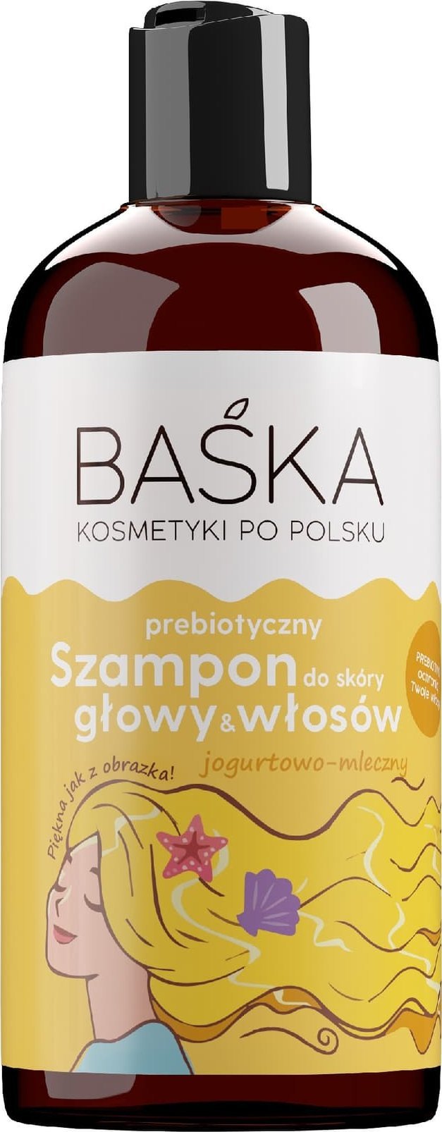 Solverx BAŚKA Kosmetyki Po Polsku Prebiotyczny Szampon do skóry głowy i włosów - jogurtowo mleczny 500ml