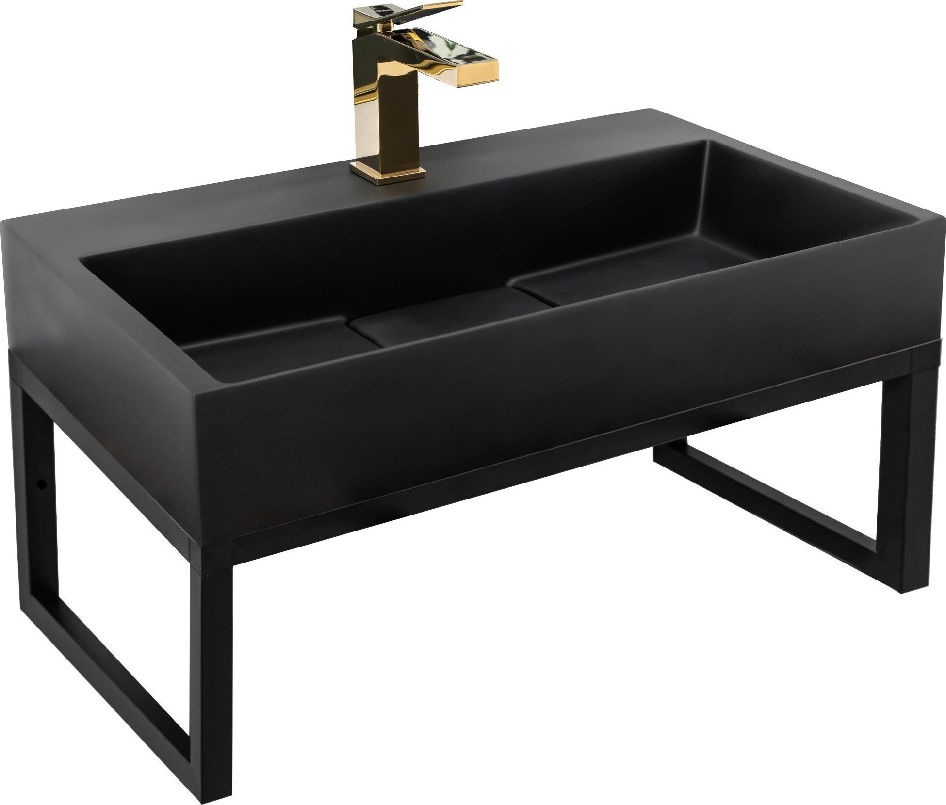 Umywalka Rea UMYWALKA KONGLOMERATOWA NABLATOWA GOYA BLACK MAT 60CM + STELAŻ