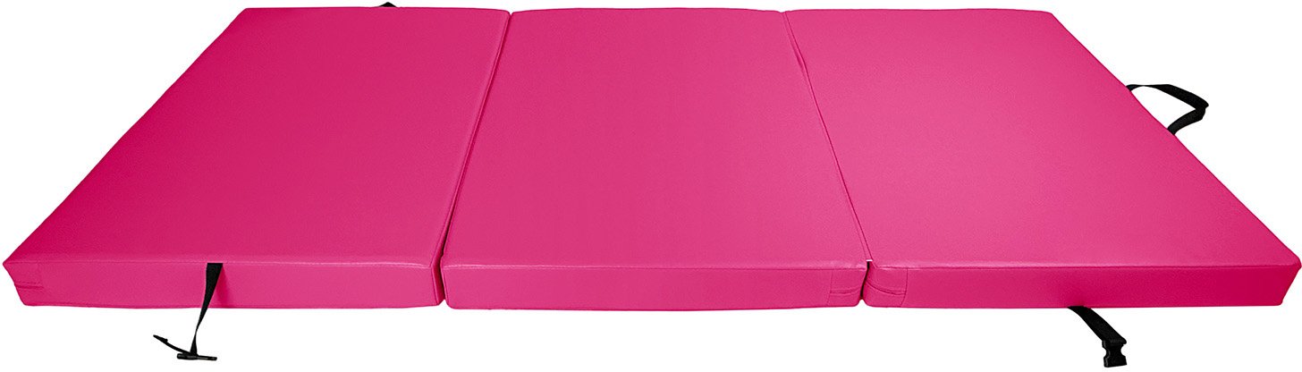 UnderFit Materac gimnastyczny składany trzyczęściowy 210 x 100 x 10 cm różowy