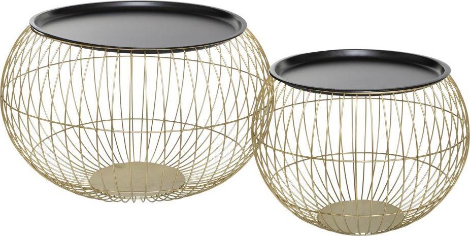 Atmosphera Komplet 2 złotych stolików kawowych Alya