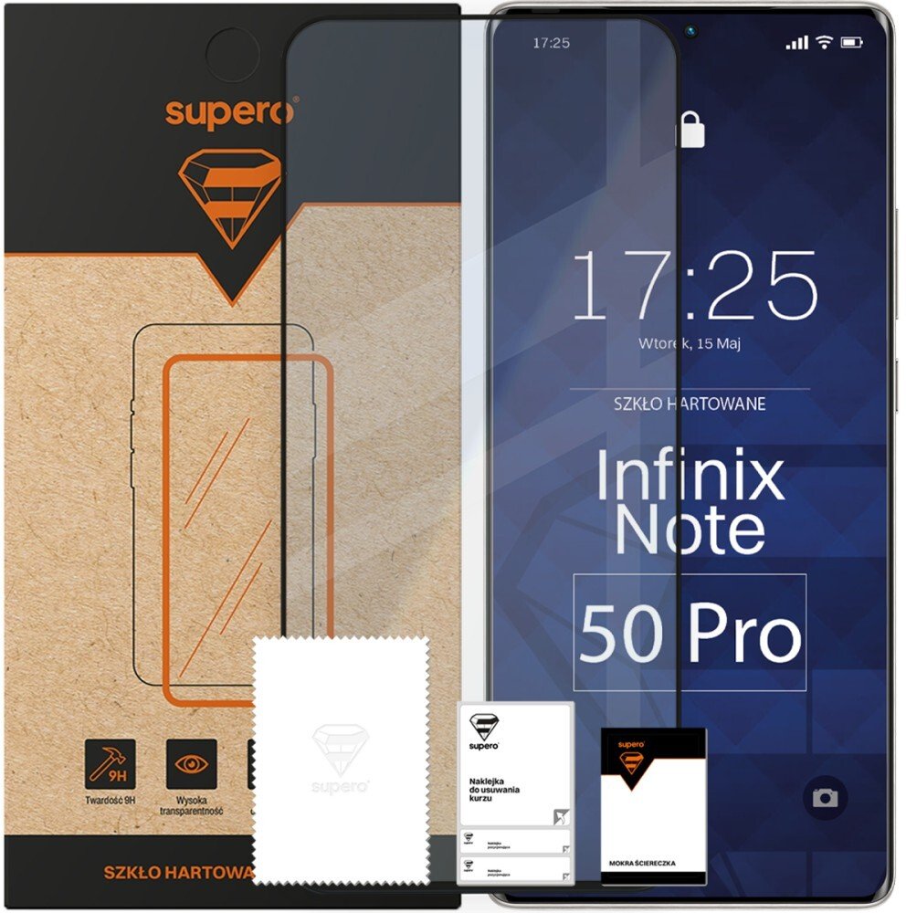 SUPERO Szkło hartowane do Infinix Note 50 Pro, z czarną ramką