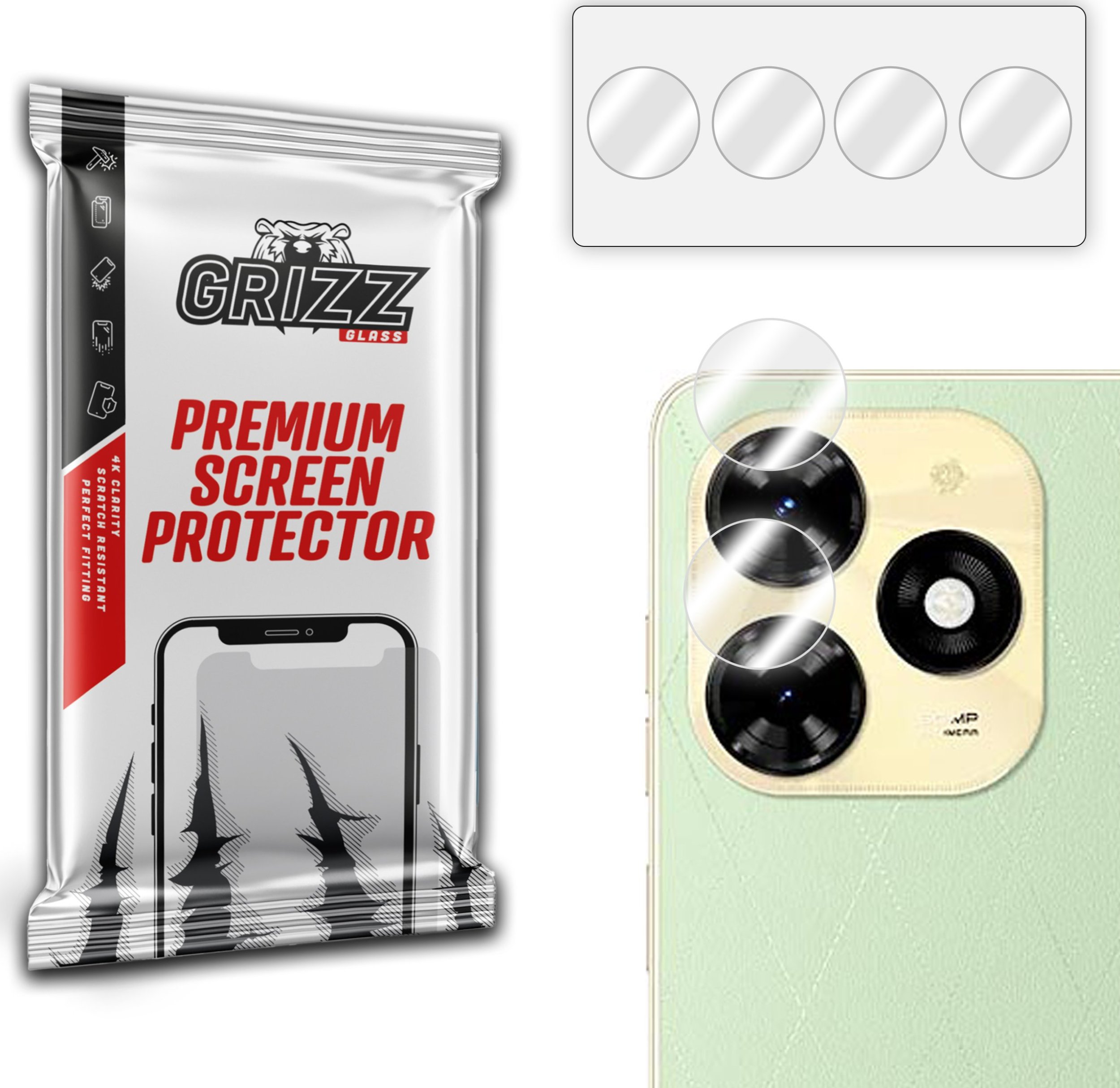 GrizzGlass Szkło na aparat GrizzGlass HybridGlass Camera do Tecno Spark 20P