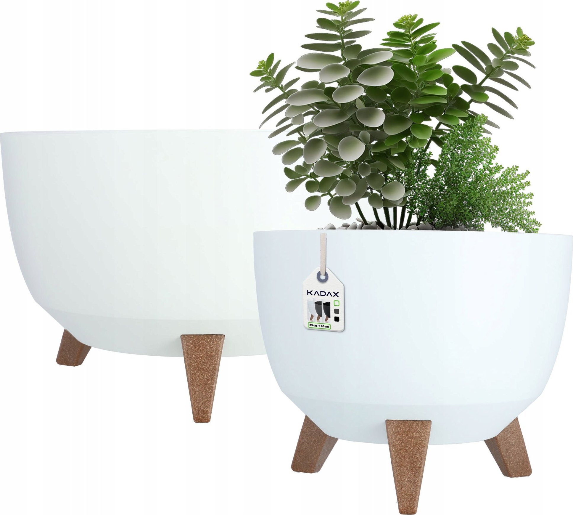 Kadax KADAX Doniczka Na Nóżkach Misa Wkład 29+40cm Biała