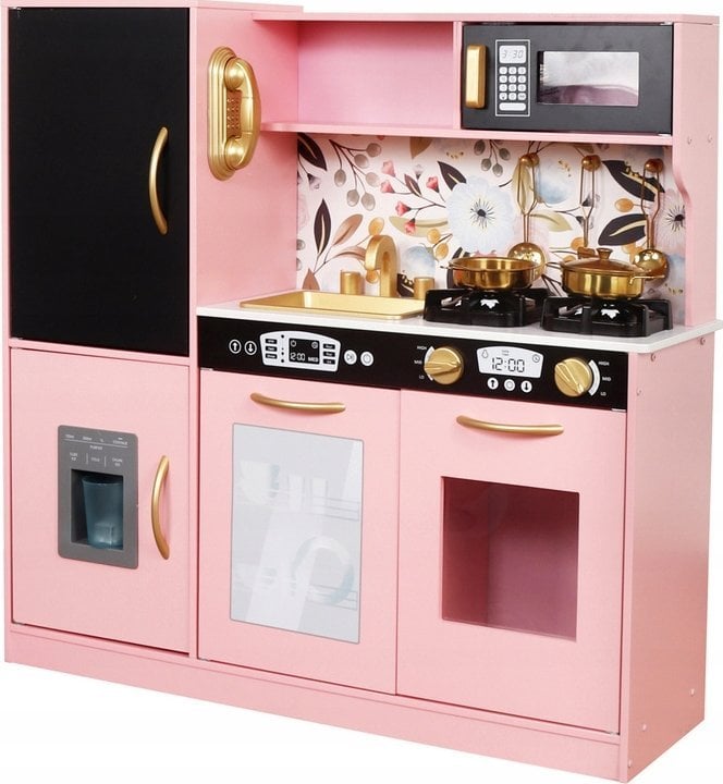 Duża Kuchnia drewniana dla dzieci retro lodówka piekarnik kostkarka ZA5268
