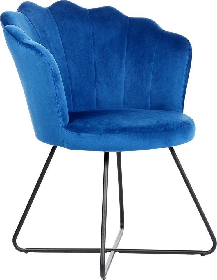 Beliani Fotel welurowy granatowy LOVELOCK