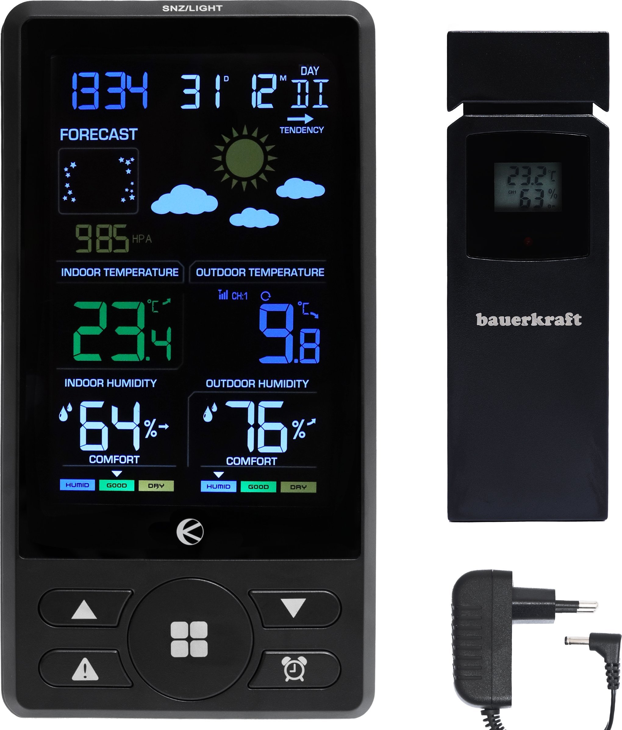 Bezprzewodowa stacja pogodowa termometr barometr zegar budzik prognoza