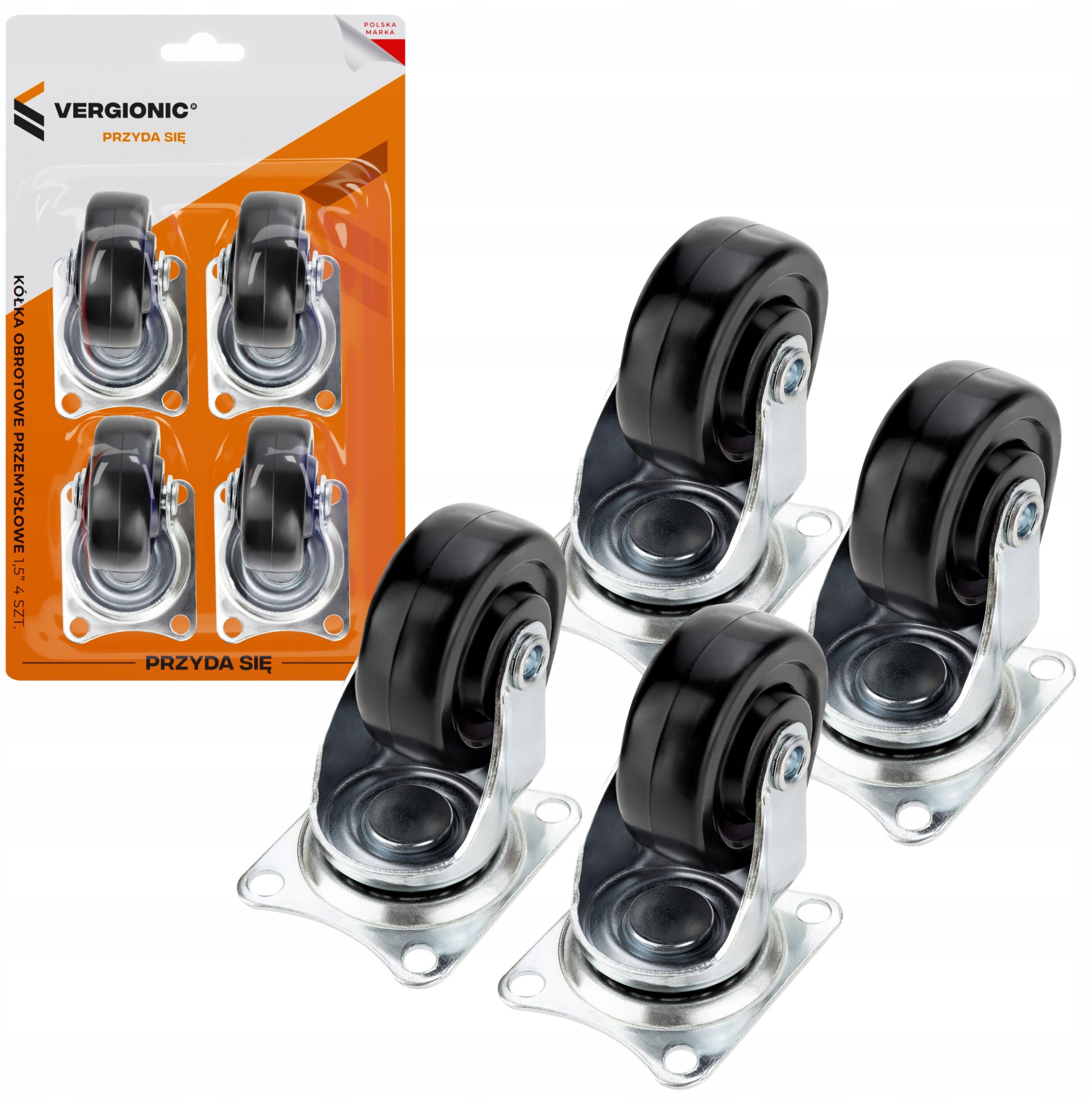 Koło obrotowe do wózka, transportowe, meblowe 1,5 4 szt. VERGIONIC