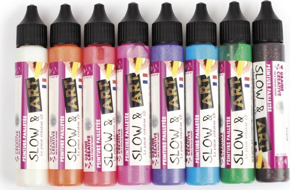 Malowanie kropkami 8 kolorów brokatowych