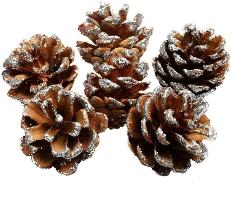 Szyszki dekorowane brokatem 6 szt.