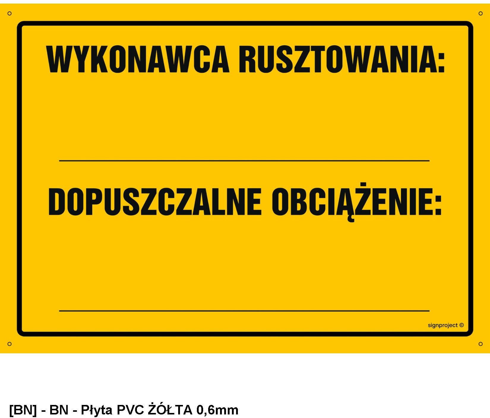 OA129 - Wykonawca rusztowania: ... Dopuszczalne obciążenie: 350x250
