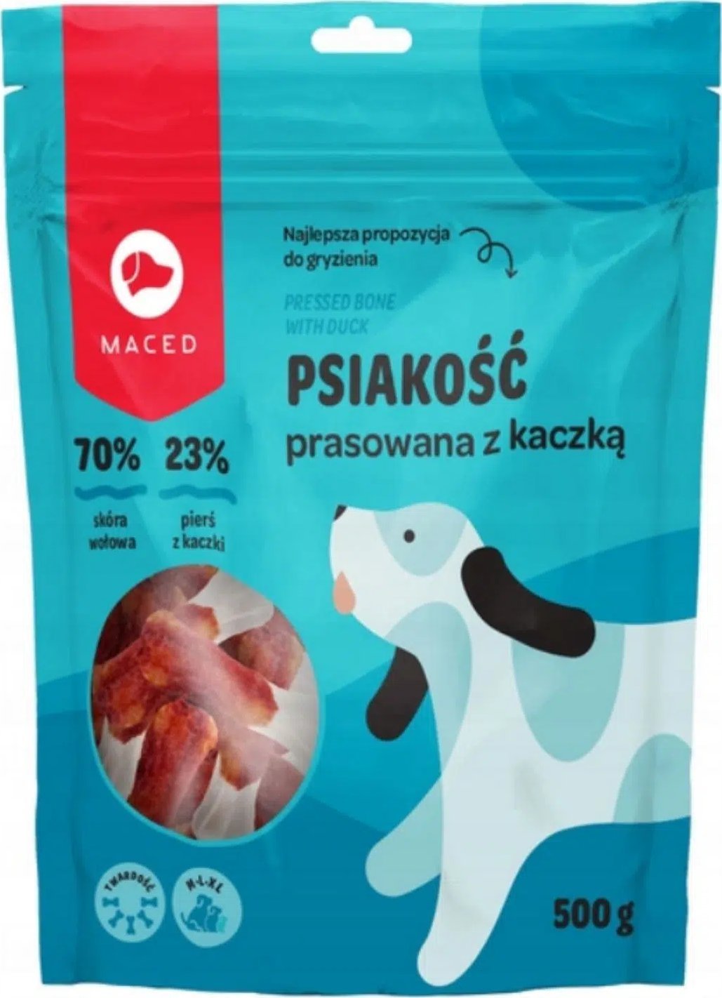 Maced PSIAKOŚĆ PRASOWANA Z KACZKĄ 12 cm (KOŚĆ PRAS. BIAŁA Z KACZKĄ) 500 g