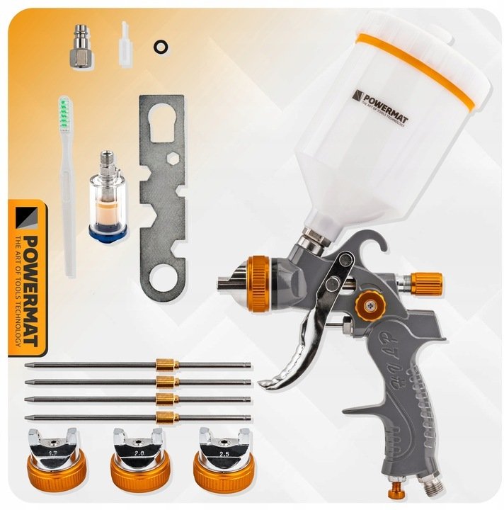 PISTOLET LAKIERNICZY DO MALOWANIA LAKIEROWANIA HVLP ZBIORNIK 600 ML ZESTAW