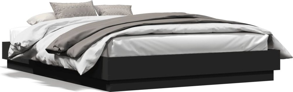 vidaXL vidaXL Rama łóżka z oświetleniem LED, czarna, 150x200 cm