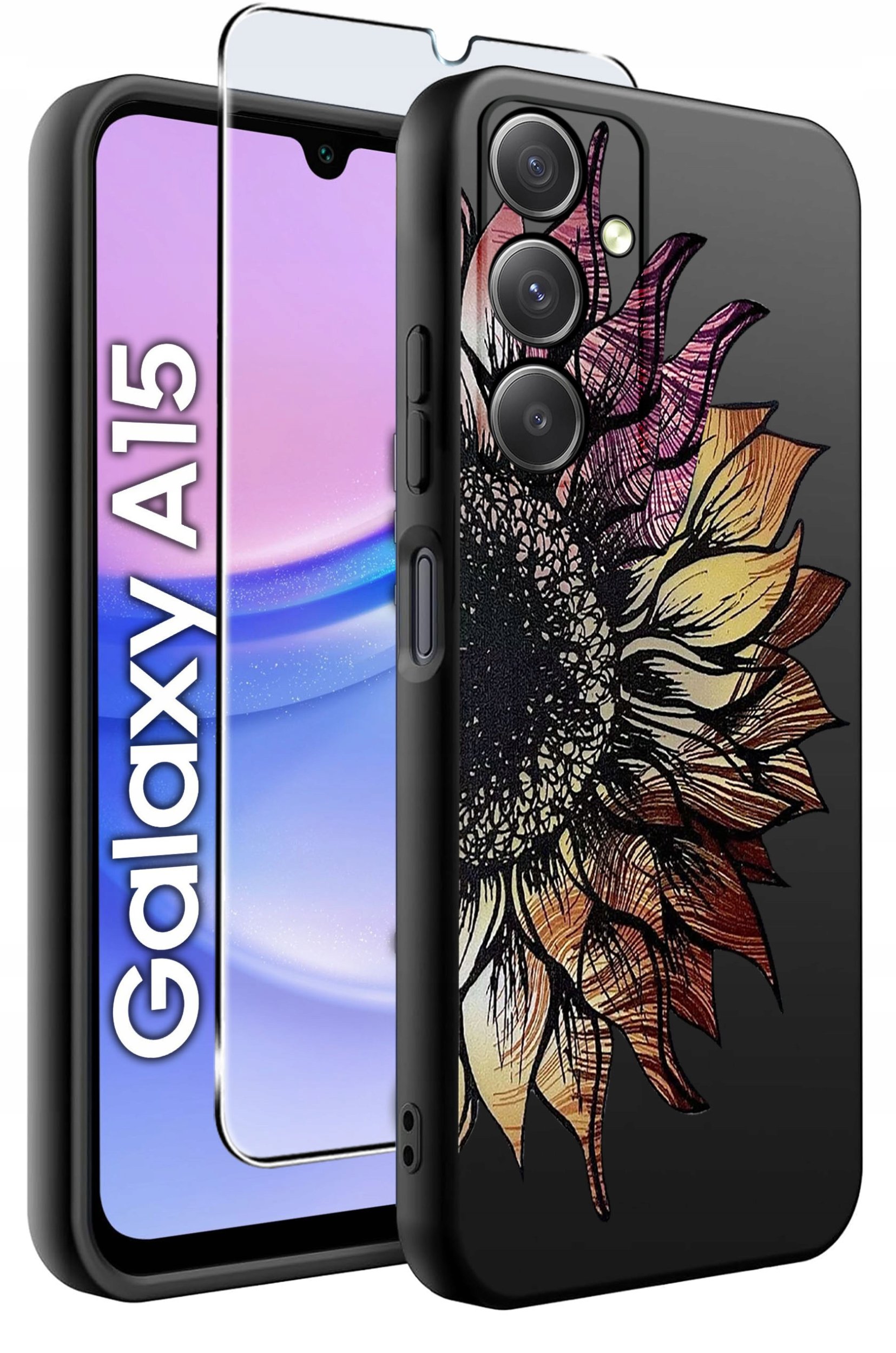 ETUI do Samsung A15 4G | 15 5G WZORY | SILIKONOWE MATT CASE + SZKŁO 9H