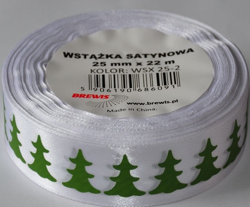 BREWIS Wstążka satynowa BREWIS Boże Narodzenie 25mm x 22m kolor 2 Brewis