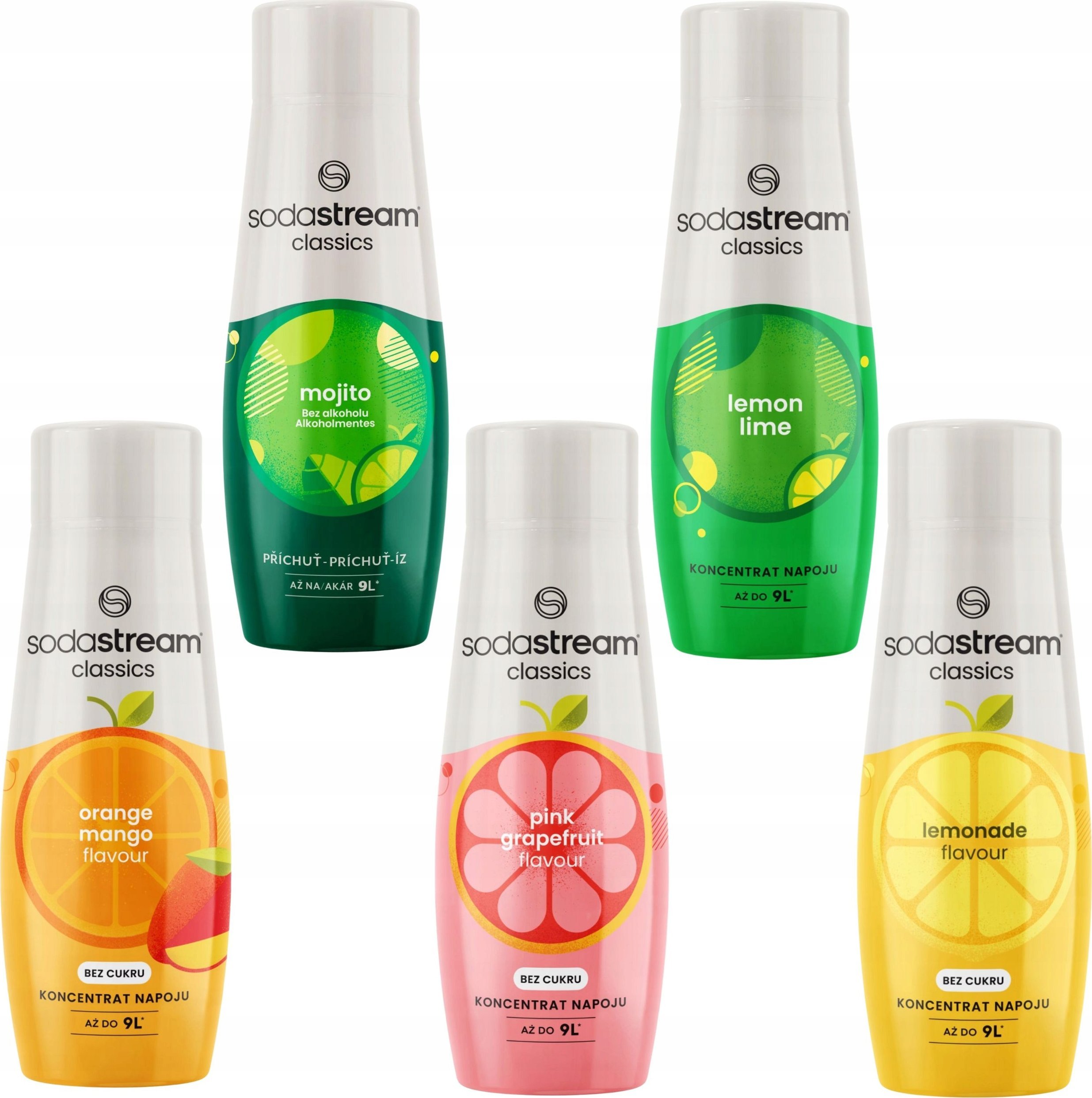 SODASTREAM LemonLime + Lemonade + Grapefruit + Orange-Mango + Mojito syropy