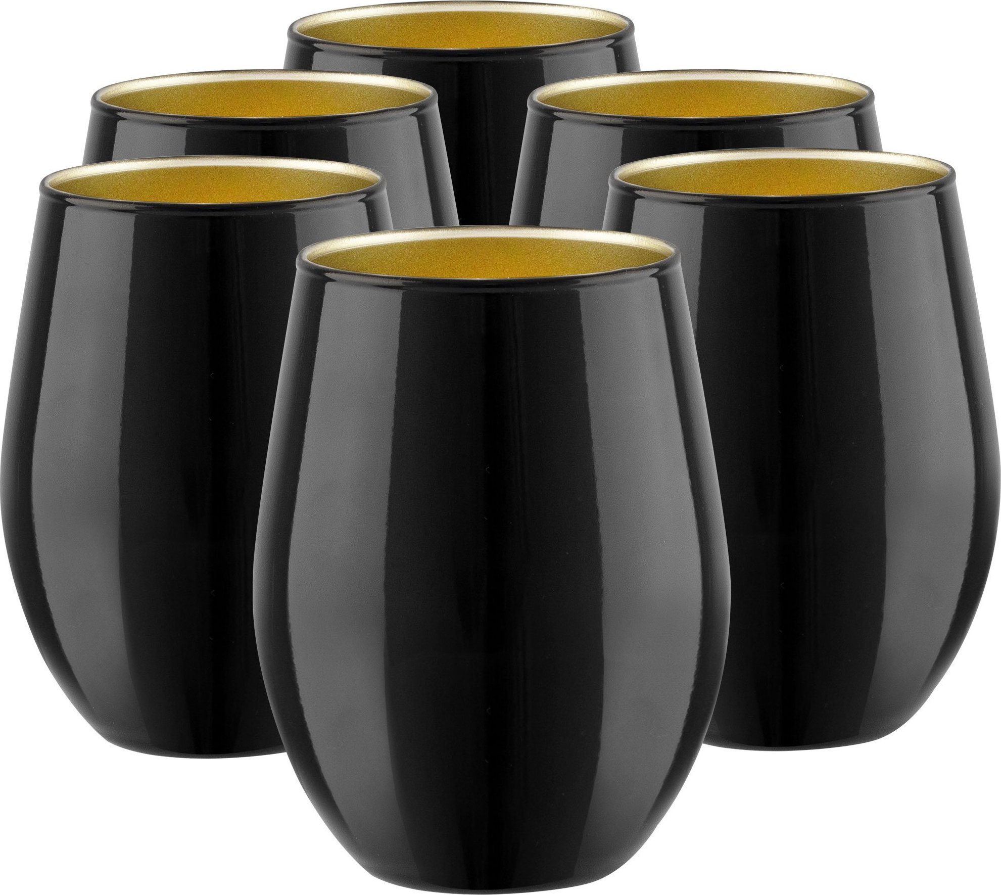 Trend Glass Szklanki do napojów czarno-złote Phoebe Great Gatsby 624 ml