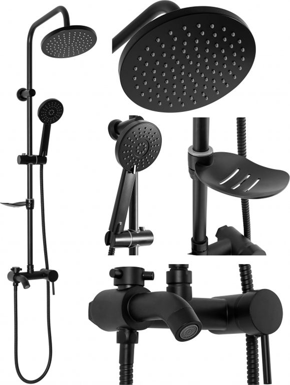 Zestaw prysznicowy Rea Rea z deszczownicą z baterią czarny (REA-P7005)