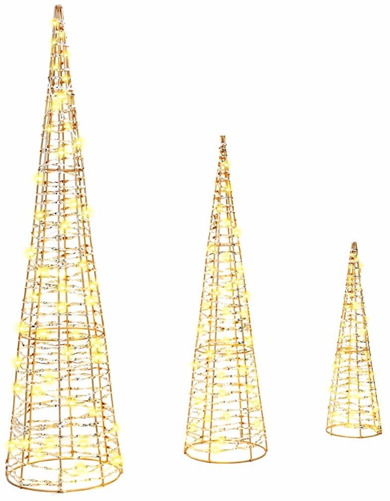 vidaXL Choinka z 90 diodami LED 3 pcs Ciepła biel 20 x 20 x 80 cm PET