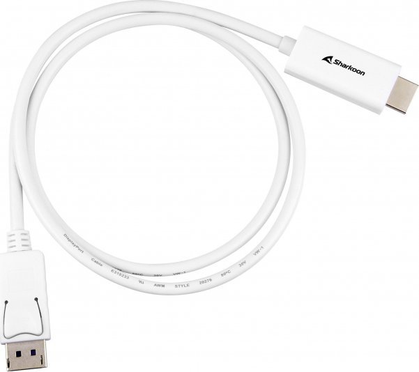 Adapter AV Sharkoon Sharkoon Adapter cable Displayport 1.2 HDMI 4K (white, 1 meter)