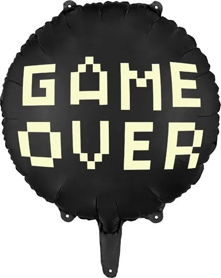 PartyDeco Balon foliowy Game over czarny 45cm