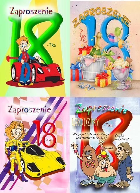 Top Graphic Zaproszenie brokat 18-stka 10 szt. mix