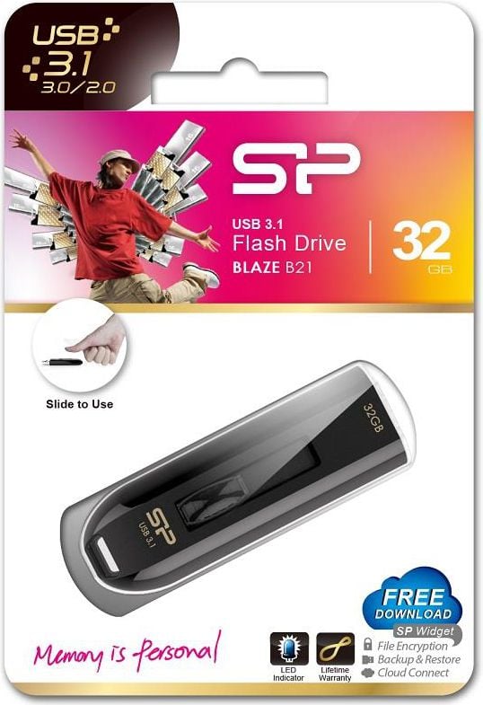 Pendrive Silicon Power Blaze B21, 32 GB (SP032GBUF3B21V1K)