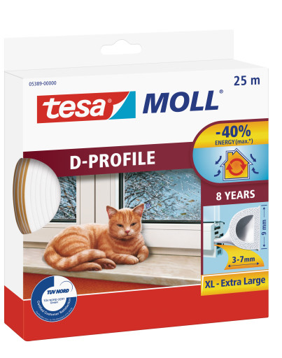 Tesa Uszczelka gumowa 9mm profil D biała 25m (0538901)