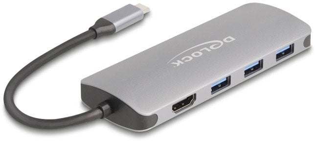 DELOCK 7 Port USB 10 Gbps Hub und 4K HDMI Ausgang mit USB Type-C Anschluss und PD 3.0 90 Watt