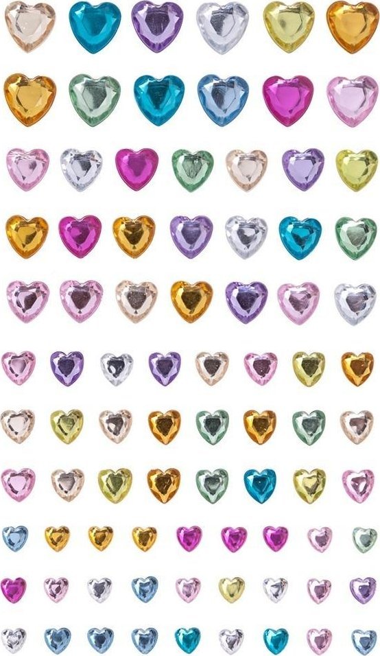 Kryształy samoprzylepne serduszka 84szt MIX