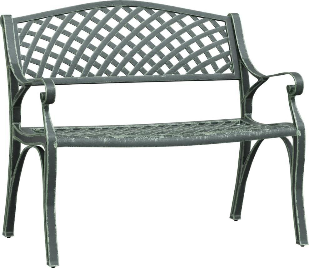 vidaXL Ławka ogrodowa, 102 cm, odlew aluminium, zielona
