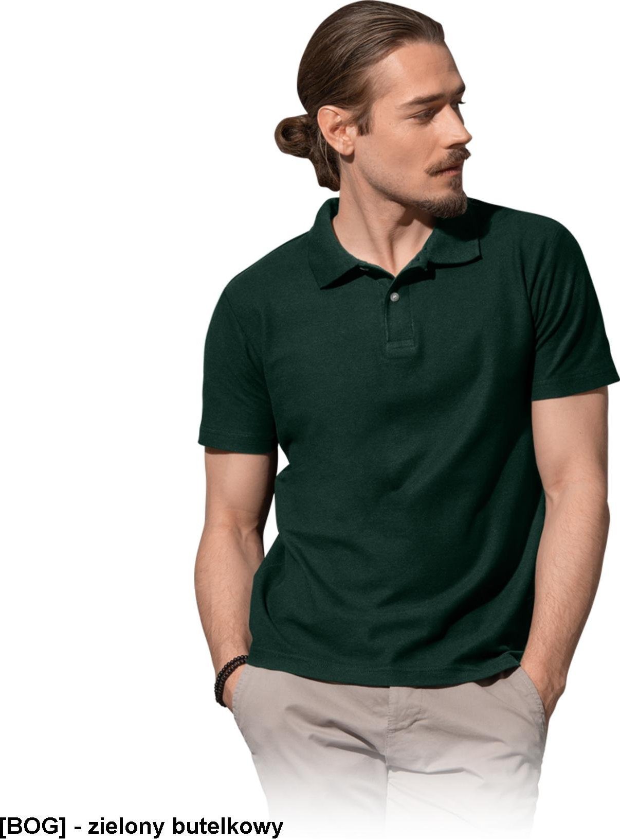 R.E.I.S. ST3000 - POLO MĘSKIE - zielony butelkowy 2XL