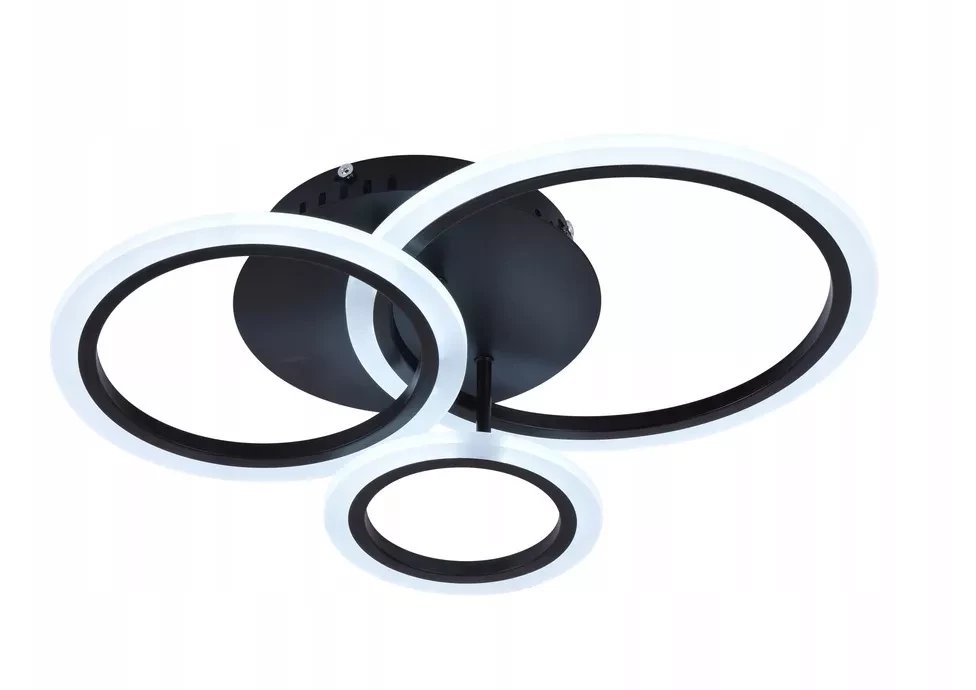 Lampa Sufitowa Plafon LED z Pilotem Czarny Okrągły Ring
