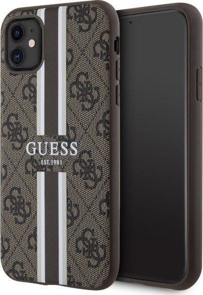 Guess Etui GUHMN61P4RPSW Apple iPhone 11/XR brązowy/brown hardcase 4G Printed Stripes MagSafe