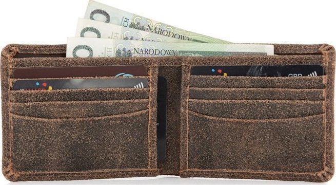Belveder Portfel Męski na Karty Zamszowy Brąz BW38