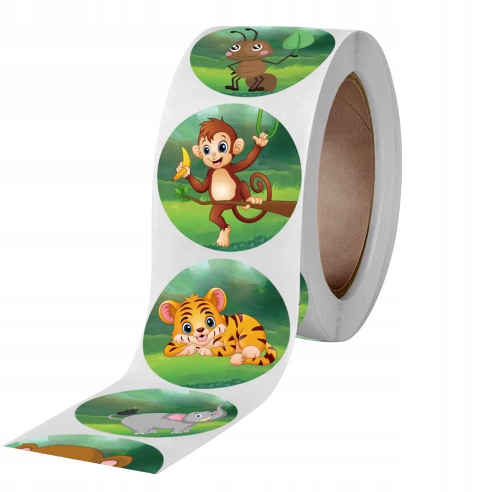 Naklejki Zwierzątka Safarii Dzieci Etykieta Dekoracyjna 500 szt.