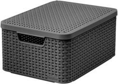 Curver Koszyk z pokrywą Rattan Style M ciemny szary
